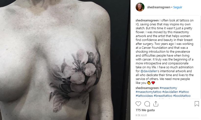 Pequeños tatuajes para cubrir mastectomías que inspiran en gran medida