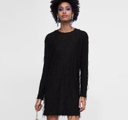 vestido flecos zara