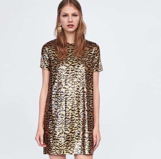 vestido lentejuelas estampado zara