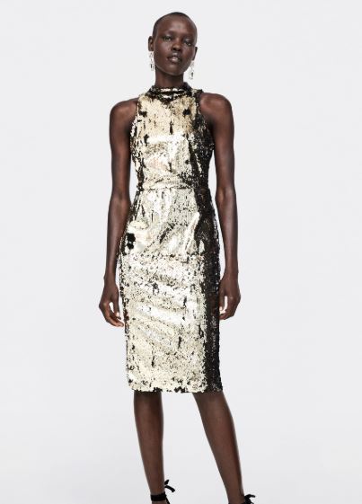 vestido lentejuelas zara