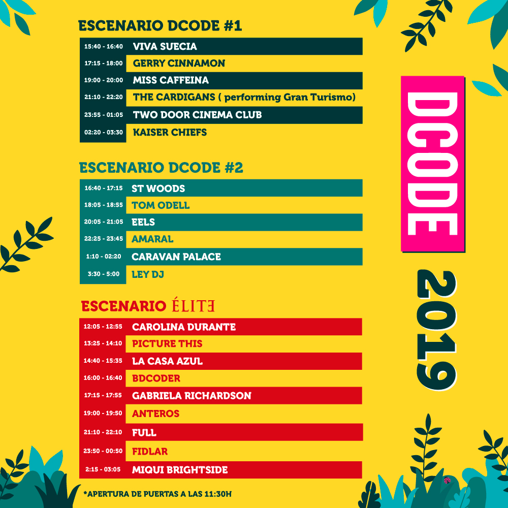 horarios del DCODE 2019