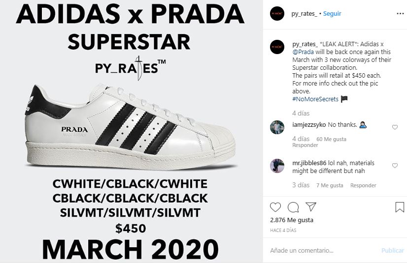 Una nueva colaboración de Prada x adidas Superstar se ha filtrado